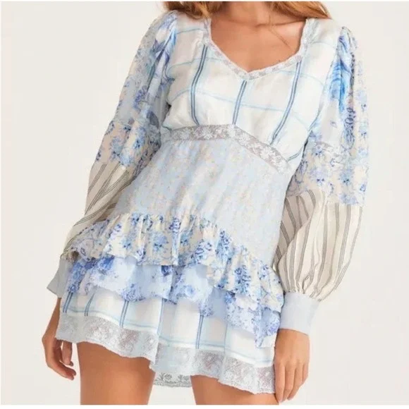 NWT LoveShackFancy Sienne Ocean Spray Mist Silk Mini Dress Size 4 $495